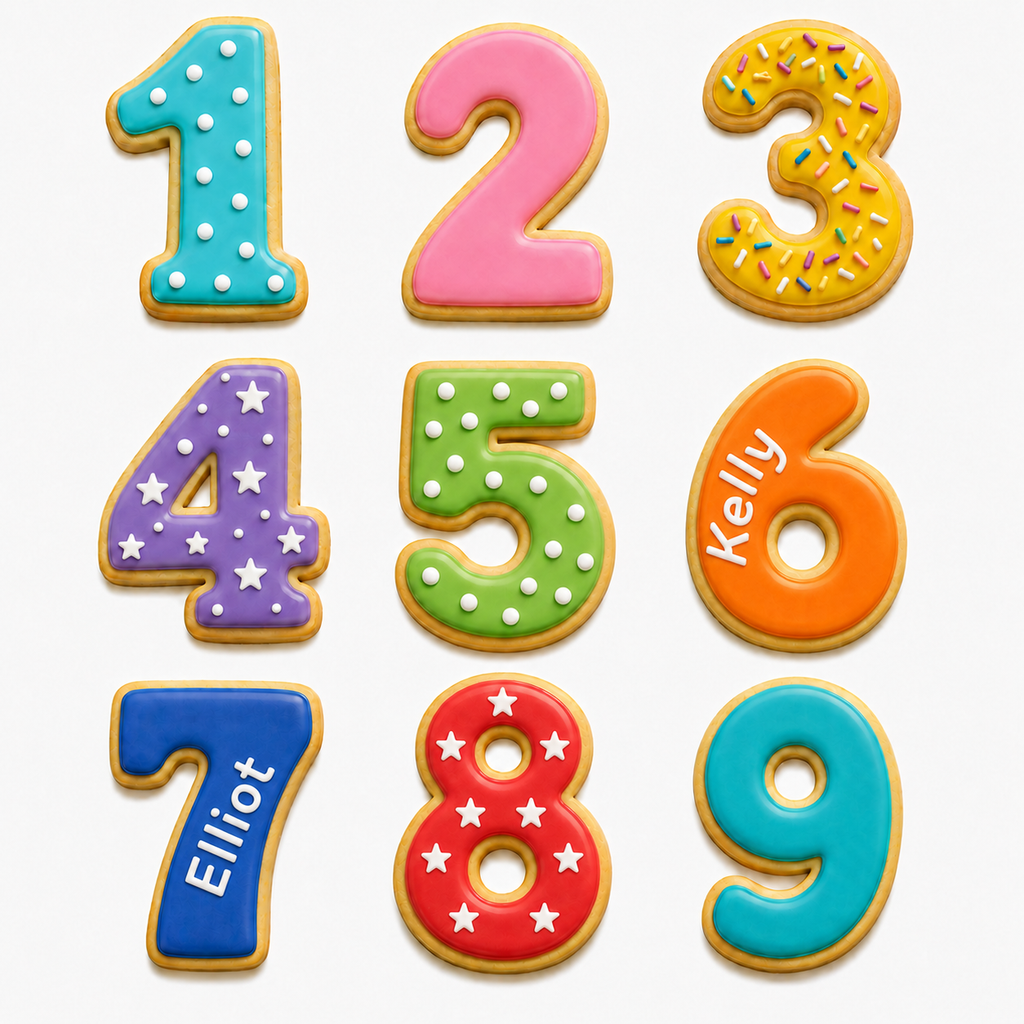 Number Cookies - Assorted Colours and Designs