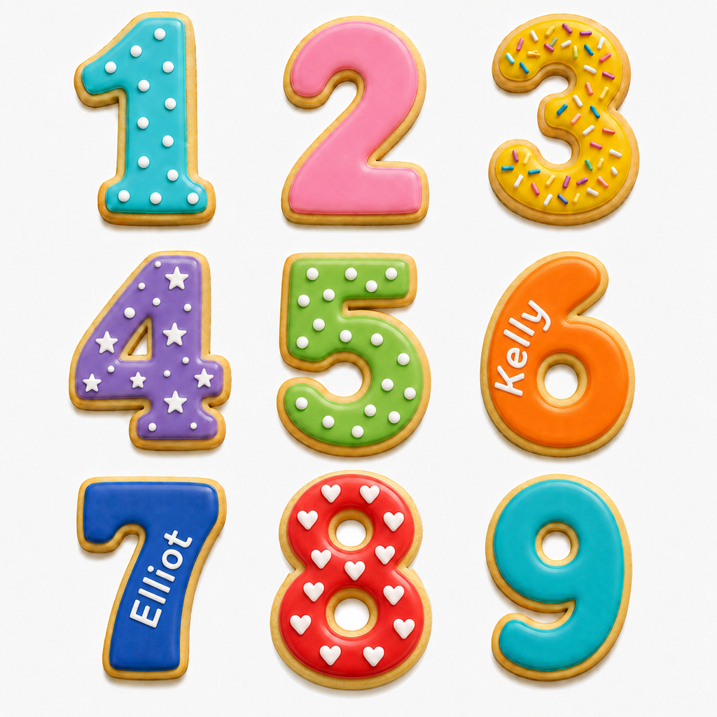 Number Cookies - Assorted Colours and Designs