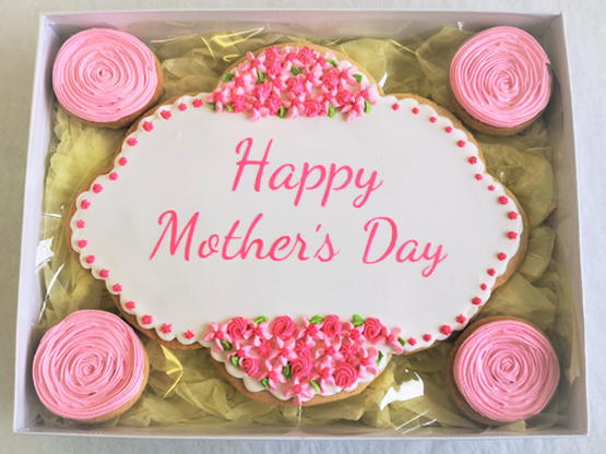 Mother's Day Cookie Giftbox - CookieCake and Roses  - Delivered or Curbside Pickup